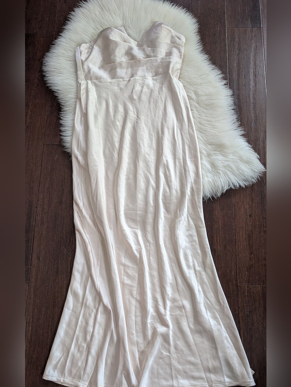 NWT NEW Saints + Secrets Cream Ivory Strapless Light Blush Maxi Dress L Large